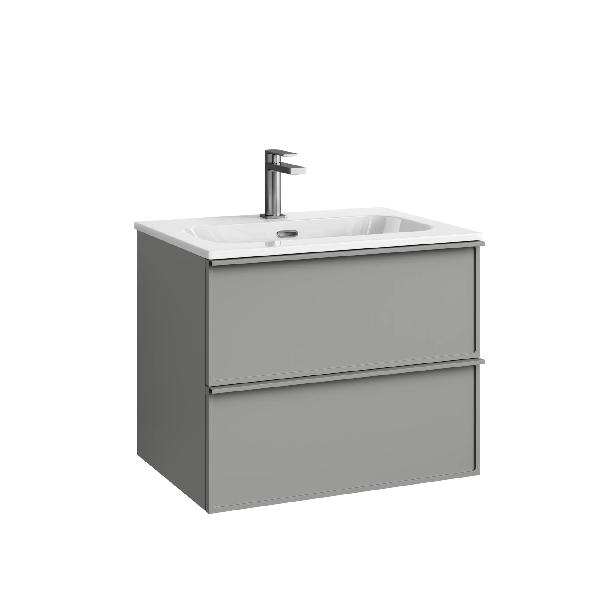 Тумба под раковину Sancos Вельта / Velta 59x44,5x50 подвесная, два ящика, тёплый серый — МЕБ009442 — фото 1