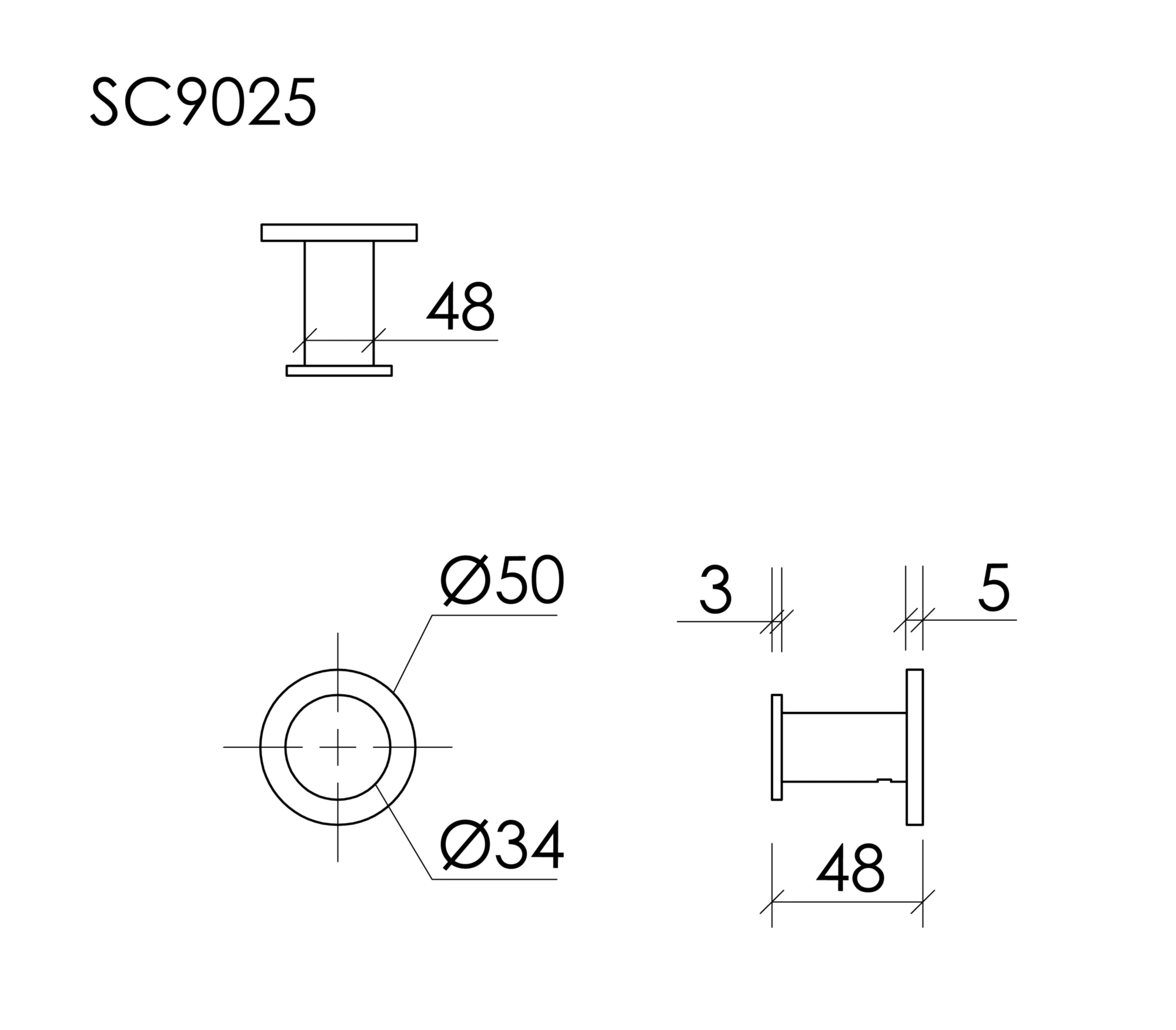 Схема Крючок Sancos База / Base SC9025BN подвесной, вакуумное напыление (PVD-покрытие), брашированный никель