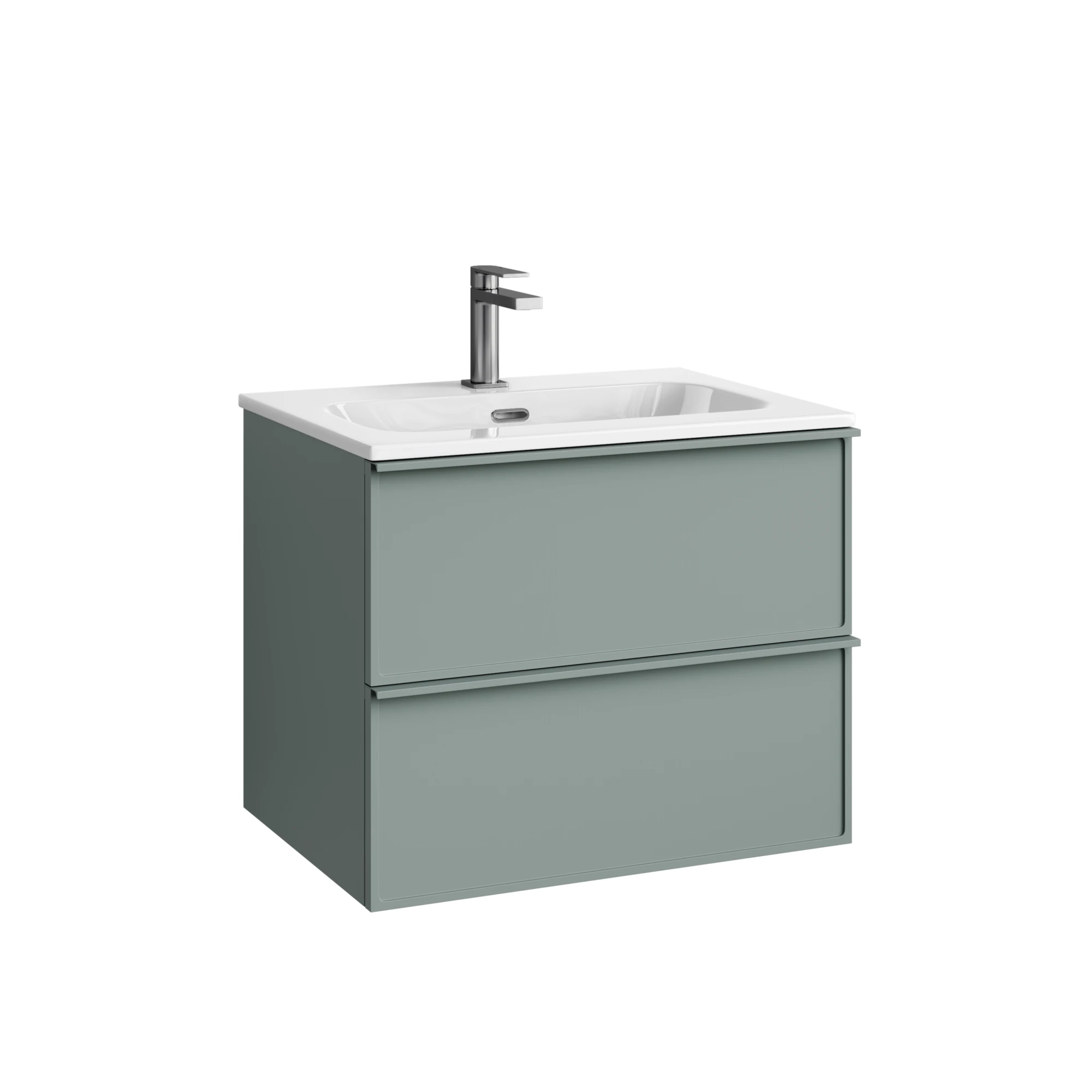Тумба под раковину Sancos Вельта / Velta 59x44,5x50 подвесная, два ящика, серо-зелёный — МЕБ009435 — фото 1