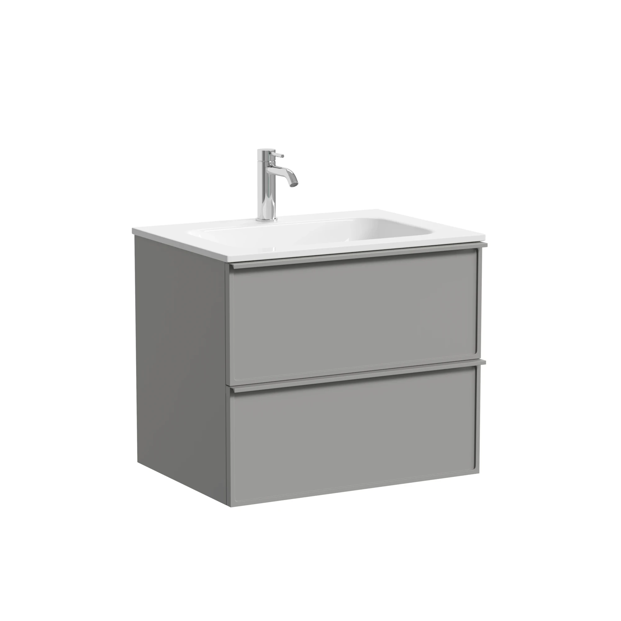 Тумба под раковину Sancos Вельта / Velta 59x44,5x50 подвесная, два ящика, тёплый серый — МЕБ009443 — фото 1