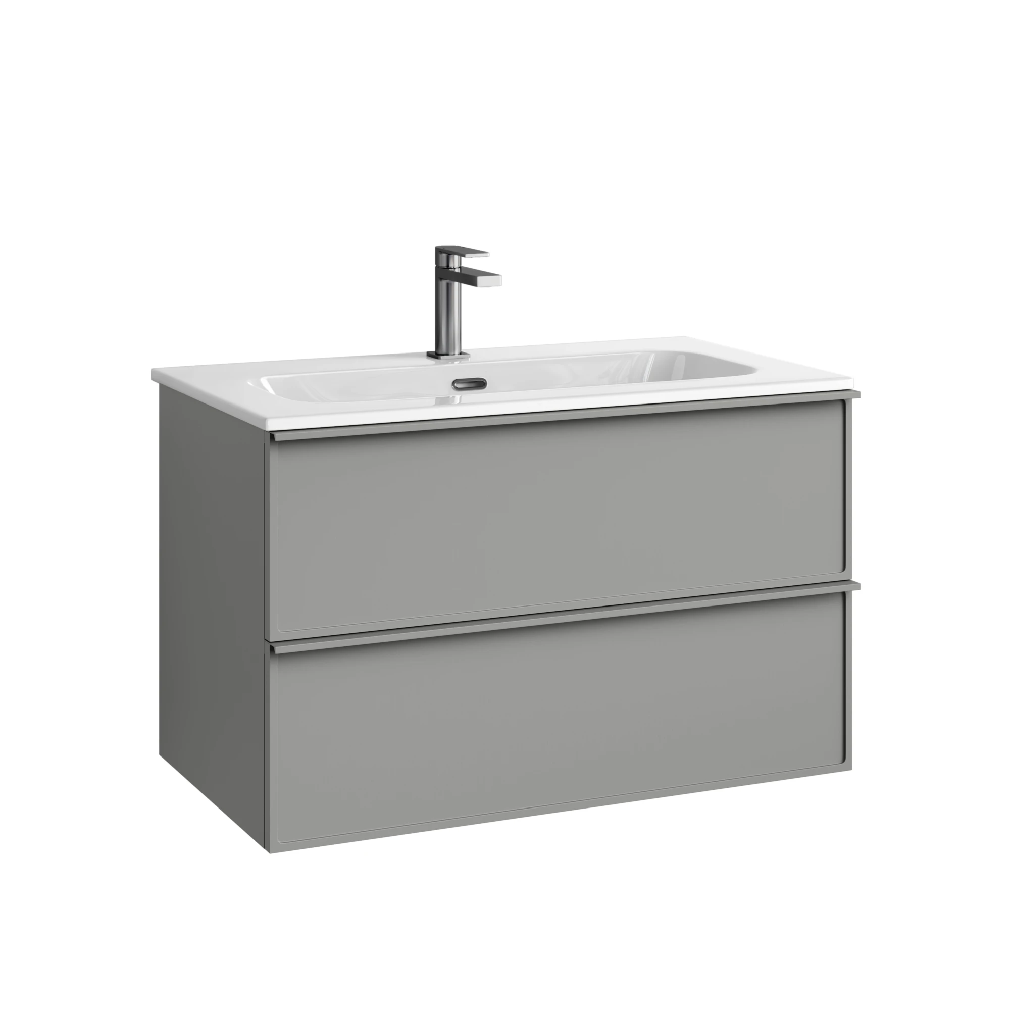 Тумба под раковину Sancos Вельта / Velta 79x44,5x50 подвесная, два ящика, тёплый серый — МЕБ009444 — фото 1