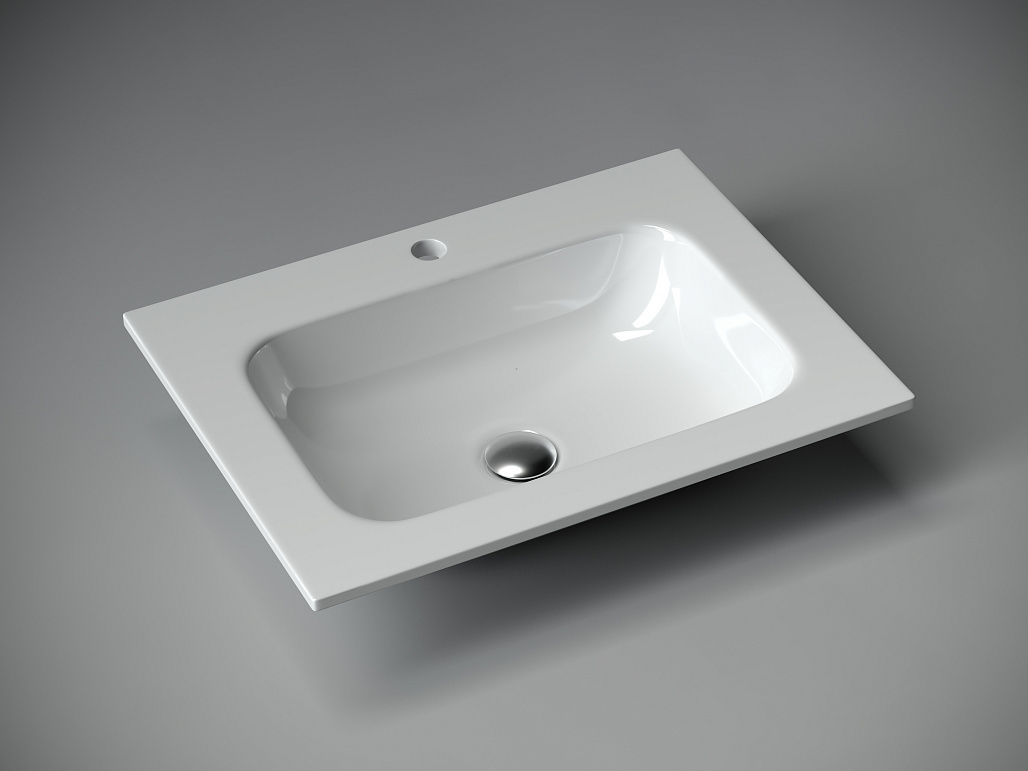 Раковина мебельная Ceramicanova Грация / Grace 61x45,7x13,7 без перелива, с отверстием под смеситель, прямоугольная, белый — РАК010066 — фото 2