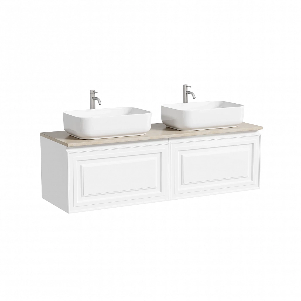 Тумба под столешницу Sancos Самая / Very 69x44,5x40,6 подвесная, белый матовый / bianco, столешница 140 см, с отверстием под смеситель, креман / kreman — МЕБ009658 — фото 1