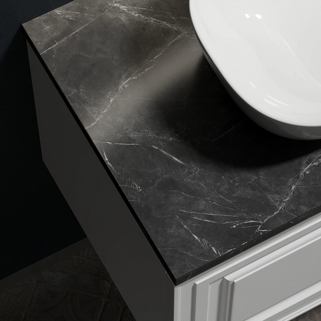 Тумба под столешницу Sancos Самая / Very 79x44,5x40,6 подвесная, белый матовый / bianco, столешница с отверстием под смеситель, черное небо / black sky — МЕБ009975 — фото 9