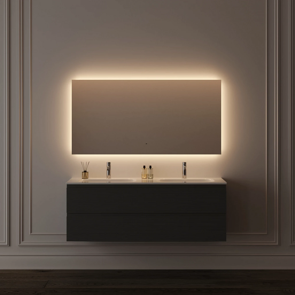 Зеркало Sancos Поле 2.0 / Square 2.0 140x80 светодиодная подсветка 2700K/4000K/5000K, антизапотевание, управление взмахом руки, диммируемая регулировка подсветки — ЗЕР010398 — фото 9