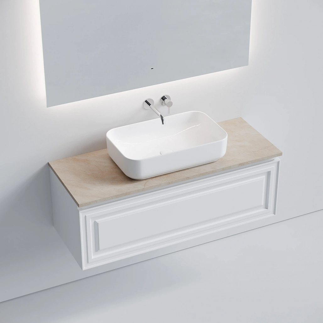 Тумба под столешницу Sancos Самая / Very 119,5x44,5x40,6 подвесная, белый матовый / bianco, столешница без отверстия под смеситель, креман / kreman — МЕБ009648 — фото 3