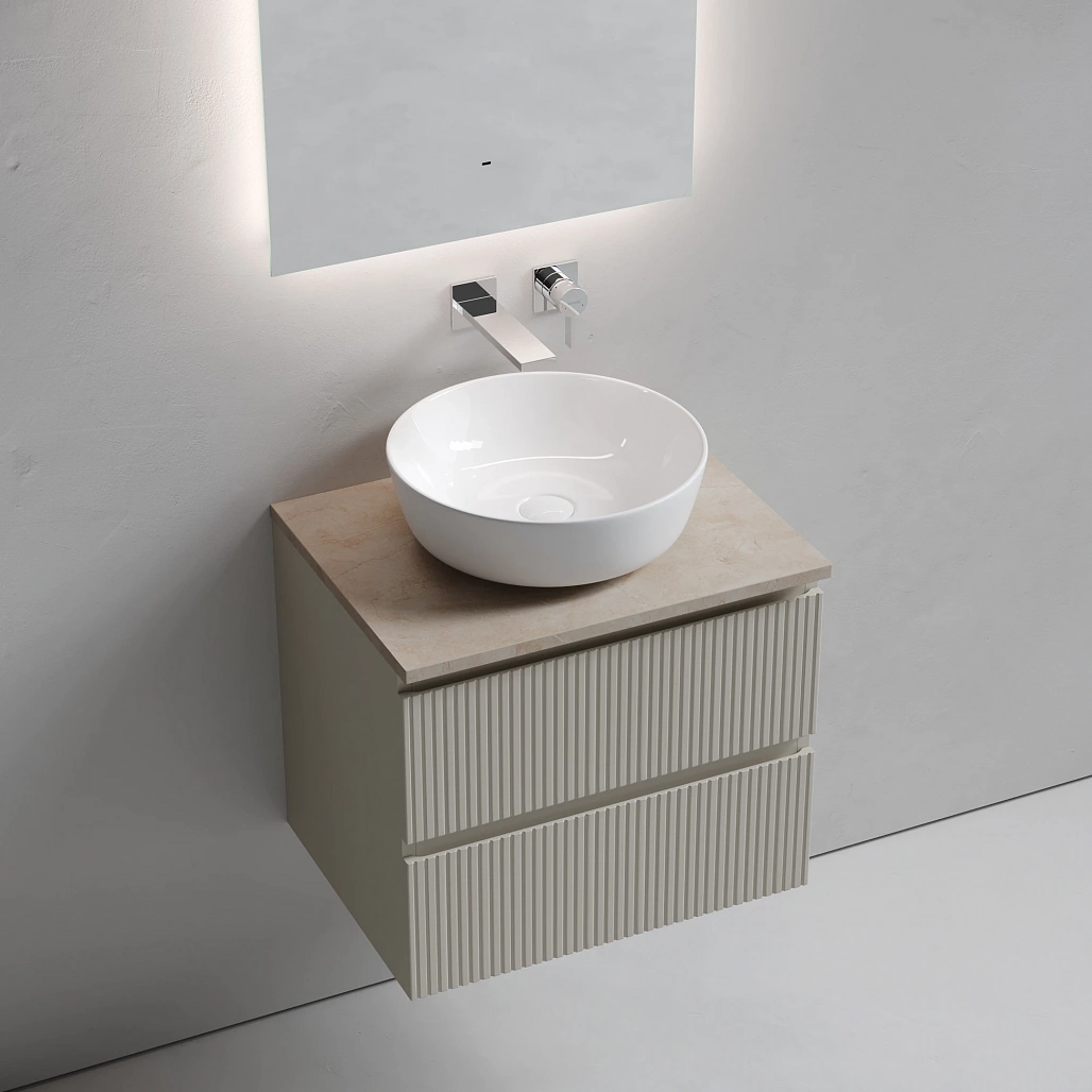Тумба под столешницу Sancos Сноб T / Snob T 59x44,5x50 подвесная, бежевый матовый / beige soft, столешница без отверстия под смеситель, креман / kreman — МЕБ009909 — фото 3