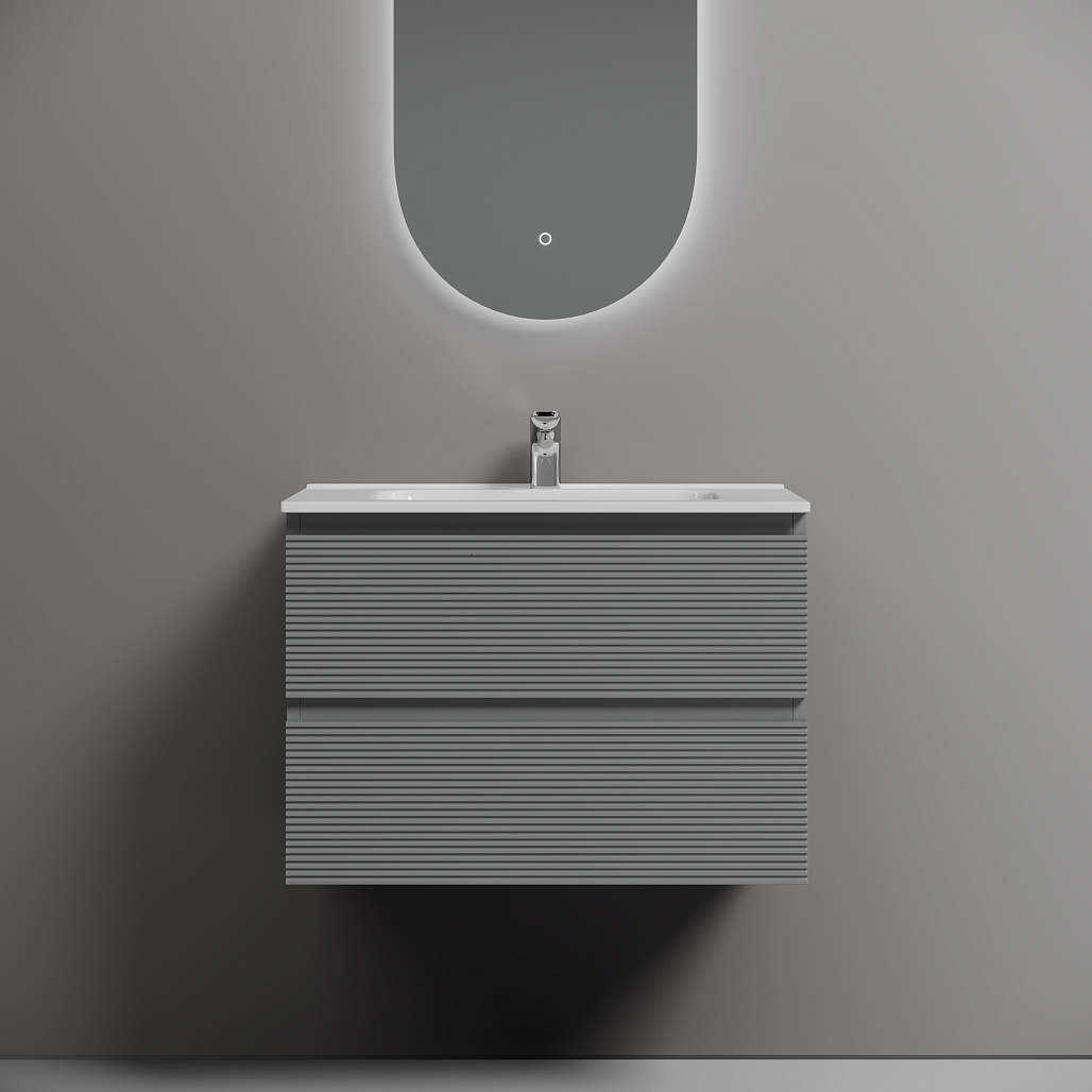 Тумба под раковину Sancos Фолк / Folk 69x44,5x50 подвесная, два ящика, мягкий серый / ergraut soft — МЕБ009176 — фото 3