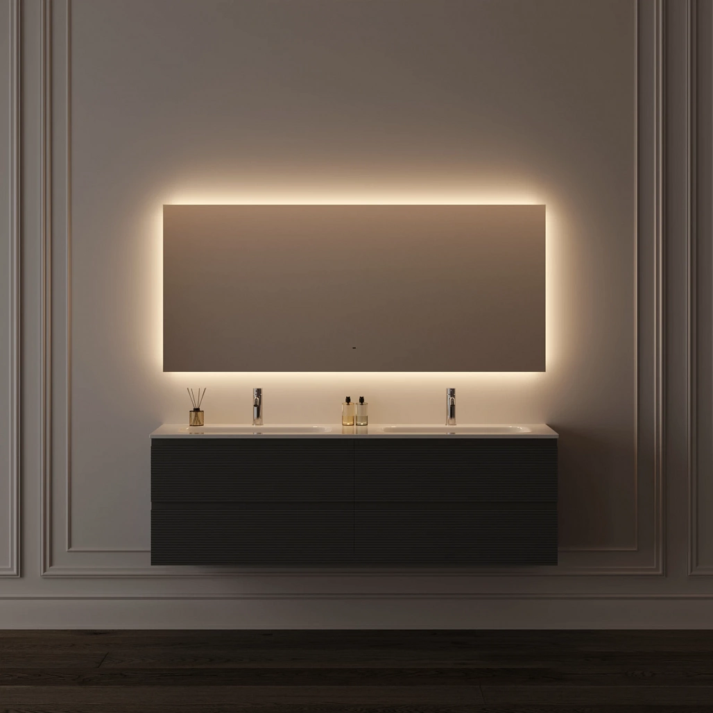 Зеркало Sancos Поле 2.0 / Square 2.0 160x80 светодиодная подсветка 2700K/4000K/5000K, антизапотевание, управление взмахом руки, диммируемая регулировка подсветки — ЗЕР010399 — фото 9