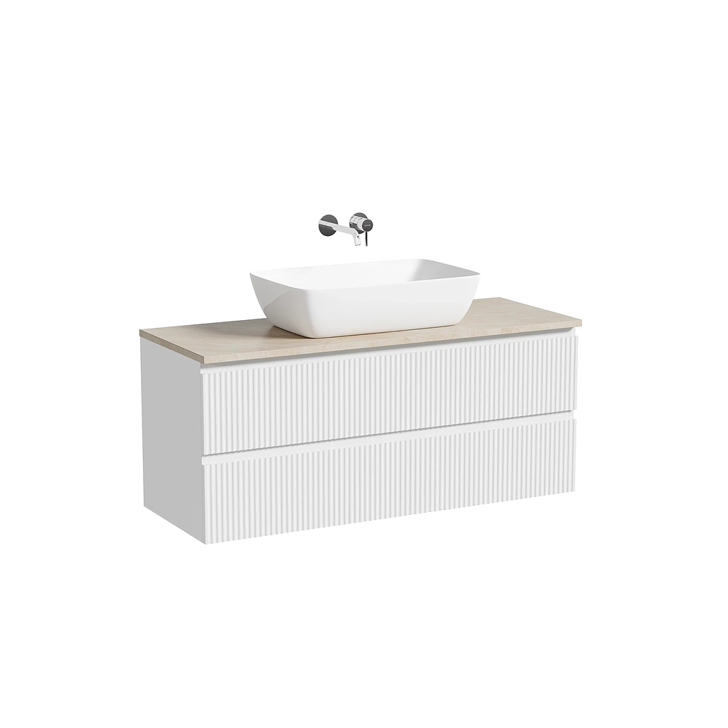 Тумба под столешницу Sancos Сноб Р / Snob R 119,5x44,5x50 подвесная, белый матовый / bianco, столешница без отверстия под смеситель, креман / kreman — МЕБ009764 — фото 1