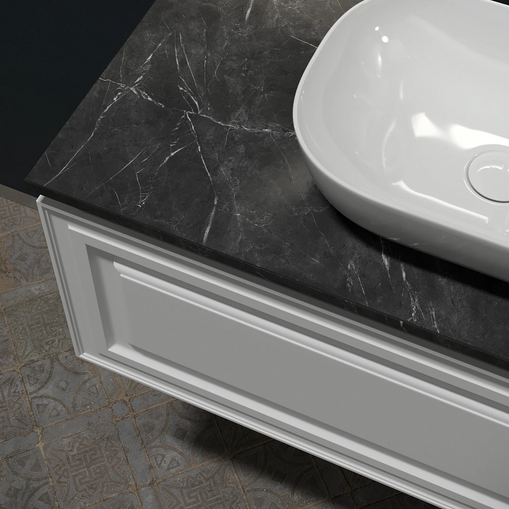 Тумба под столешницу Sancos Самая / Very 99,5x44,5x40,6 подвесная, белый матовый / bianco, столешница с отверстием под смеситель, черное небо / black sky — МЕБ009978 — фото 15