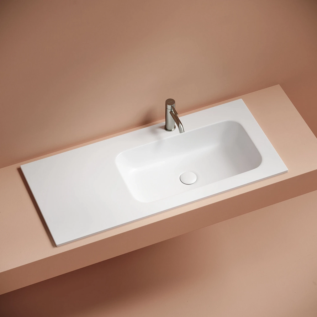 Раковина мебельная Ceramicanova Грация / Grace 101x45,7x13,7 без перелива, с отверстием под смеситель, чаша справа, прямоугольная, белый матовый — РАК010002 — фото 4