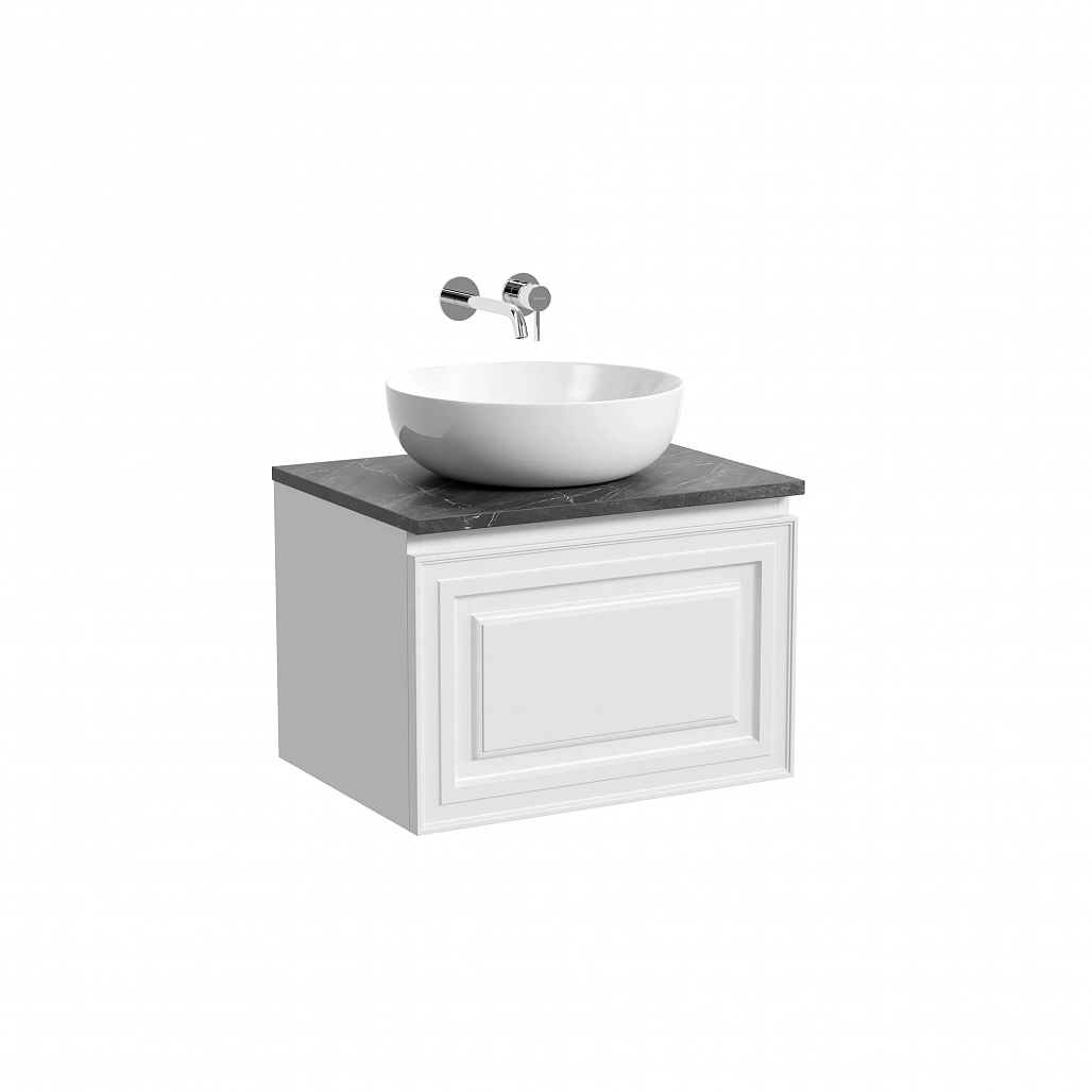 Тумба под столешницу Sancos Самая / Very 59x44,5x40,6 подвесная, белый матовый / bianco, столешница без отверстия под смеситель, черное небо / black sky — МЕБ009653 — фото 1