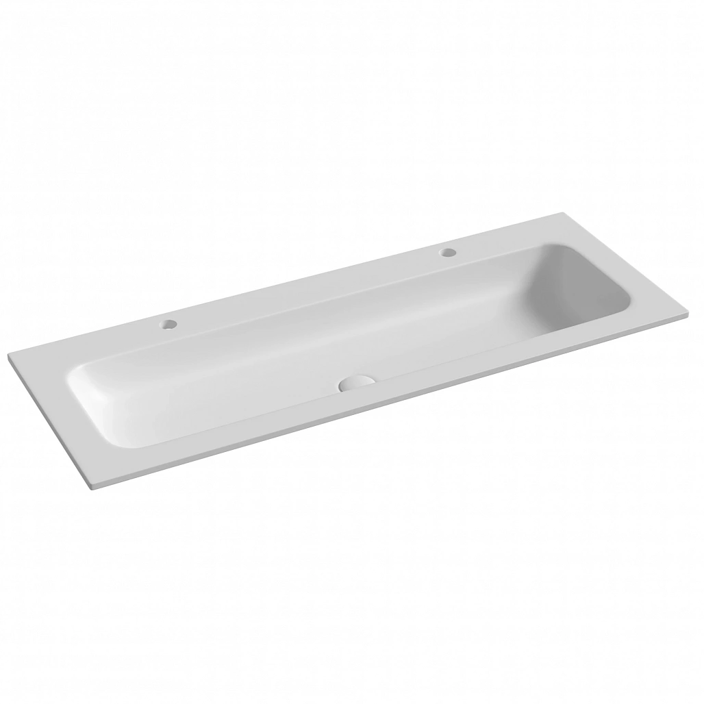 Раковина мебельная Ceramicanova Грация / Grace 121x45,7x13,7 без перелива, с двумя отверстиями под смеситель, прямоугольная, белый матовый