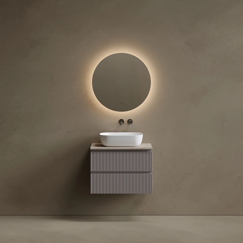 Тумба под столешницу Sancos Сноб Р / Snob R 69x44,5x50 подвесная, пыльная роза / doha soft, столешница без отверстия под смеситель, креман / kreman — МЕБ009848 — фото 2