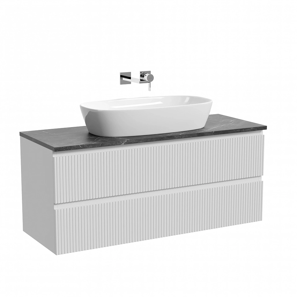 Тумба под столешницу Sancos Сноб T / Snob T 119,5x44,5x50 подвесная, белый матовый / bianco, столешница без отверстия под смеситель, черное небо / black sky — МЕБ009882 — фото 1