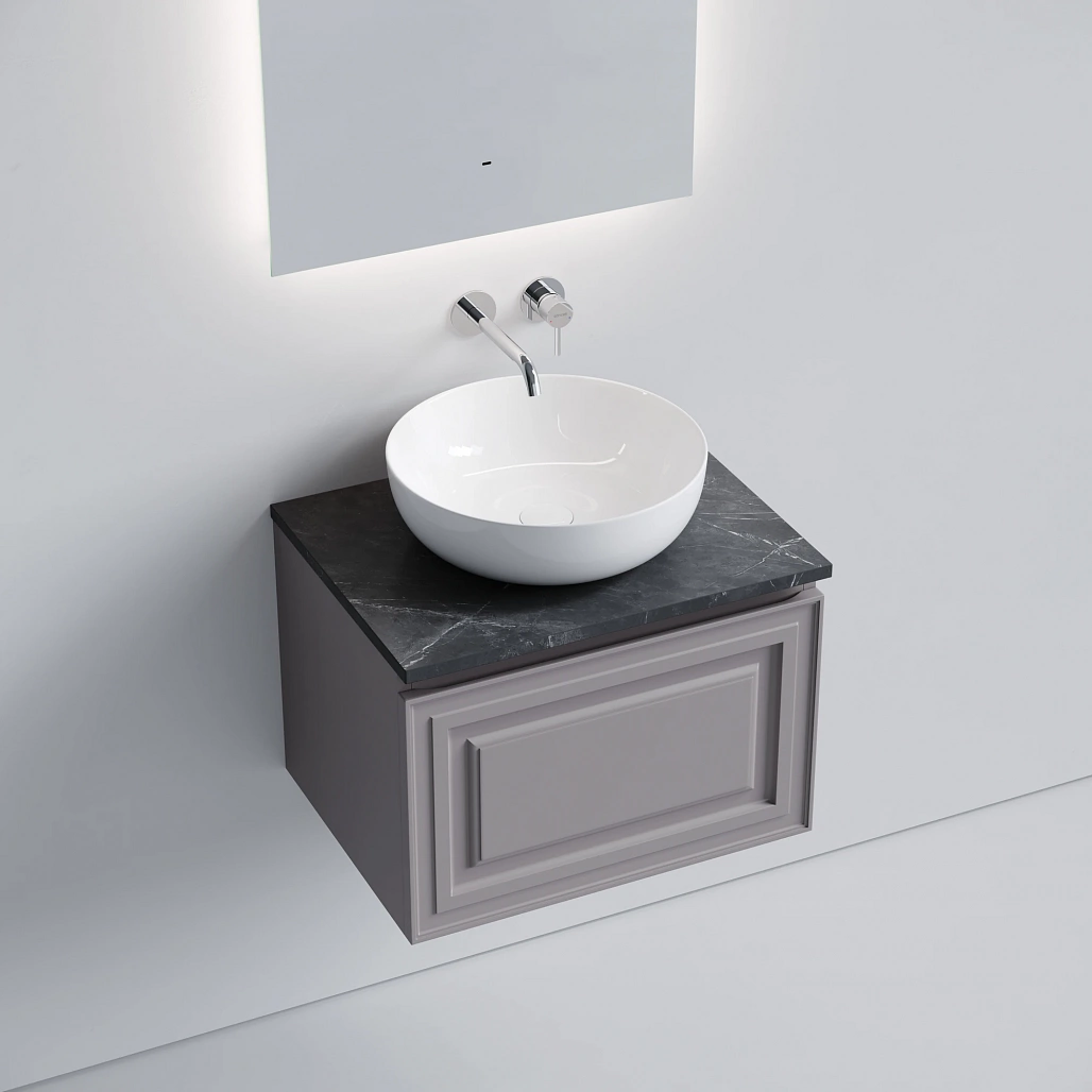 Тумба под столешницу Sancos Самая / Very 59x44,5x40,6 подвесная, пыльная роза / doha soft, столешница без отверстия под смеситель, черное небо / black sky — МЕБ009725 — фото 3