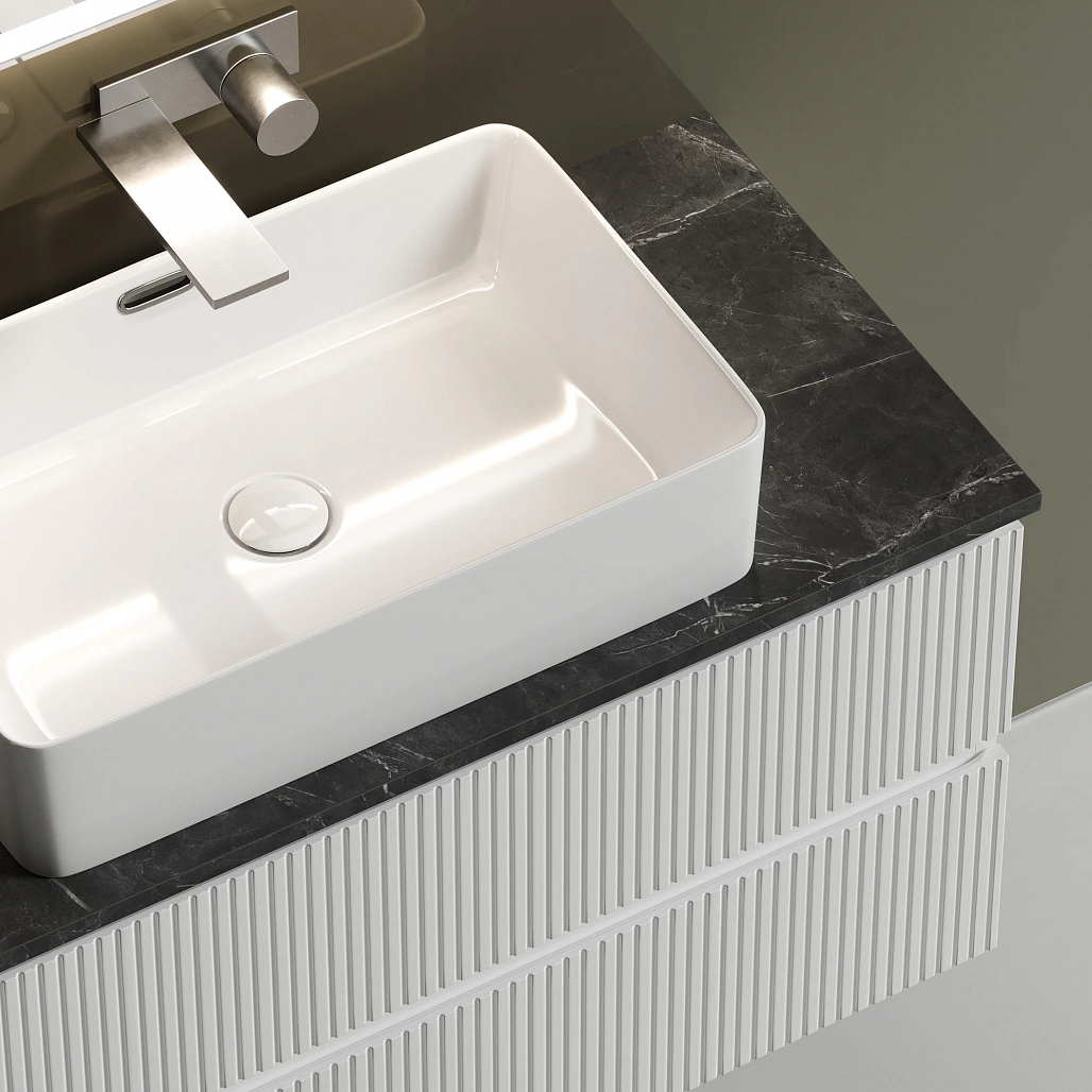 Тумба под столешницу Sancos Сноб T / Snob T 99,5x44,5x50 подвесная, белый матовый / bianco, столешница без отверстия под смеситель, черное небо / black sky — МЕБ009870 — фото 8