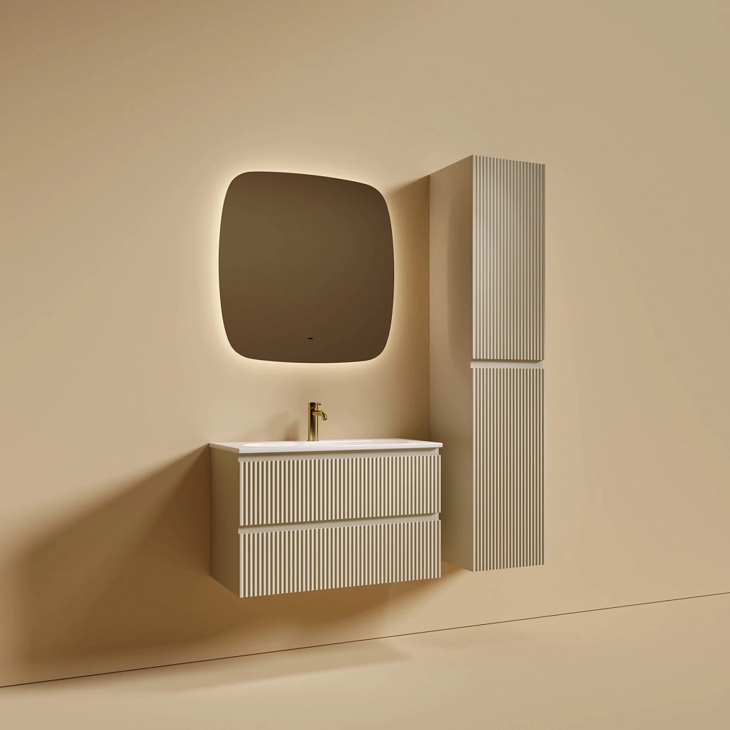 Тумба под раковину Sancos Сноб Р 390 / Snob R 390 79x39x50 подвесная, два ящика, бежевый матовый / beige soft — МЕБ009287 — фото 4