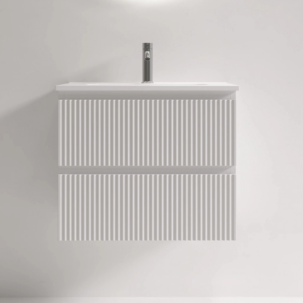 Тумба под раковину Sancos Сноб Р 390 / Snob R 390 59x39x50 подвесная, два ящика, белый матовый / bianco — МЕБ009294 — фото 4