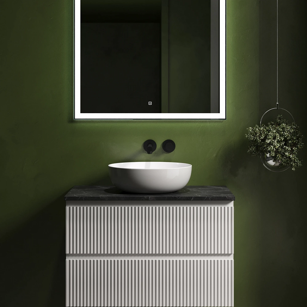 Тумба под столешницу Sancos Сноб Р / Snob R 79x44,5x50 подвесная, белый матовый / bianco, столешница без отверстия под смеситель, черное небо / black sky — МЕБ009489 — фото 4