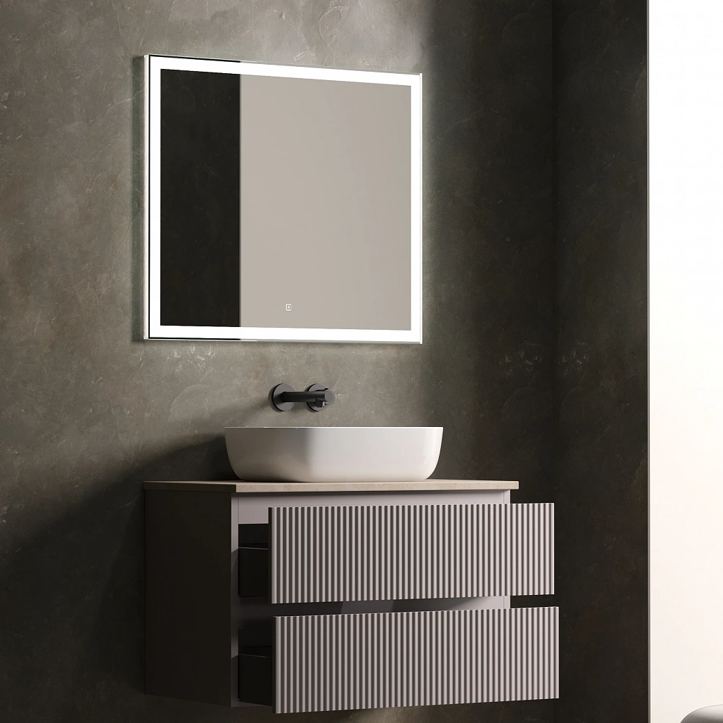 Тумба под столешницу Sancos Сноб Р / Snob R 99,5x44,5x50 подвесная, белый матовый / bianco, столешница без отверстия под смеситель, креман / kreman — МЕБ009762 — фото 8