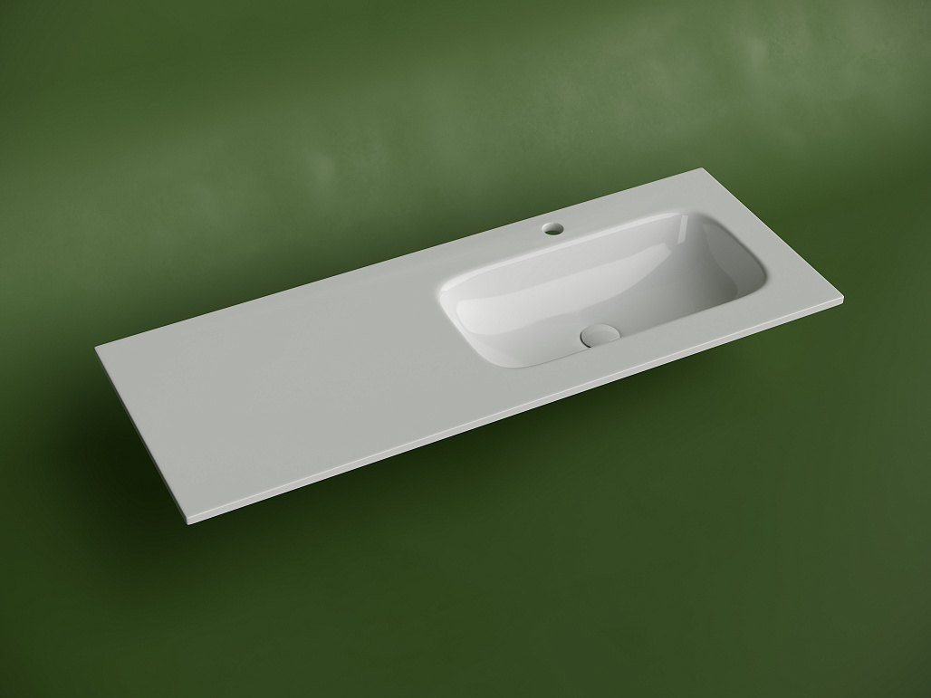Раковина мебельная Ceramicanova Грация / Grace 121x45,7x13,7 без перелива, с отверстием под смеситель, чаша справа, прямоугольная, белый — РАК010072 — фото 2