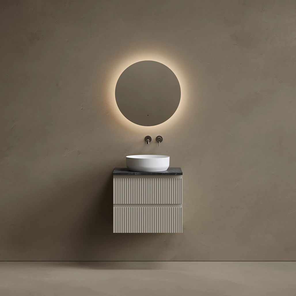 Тумба под столешницу Sancos Сноб Р / Snob R 59x44,5x50 подвесная, пыльная роза / doha soft, столешница без отверстия под смеситель, черное небо / black sky — МЕБ009793 — фото 3