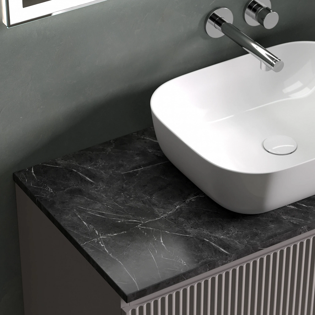 Тумба под столешницу Sancos Сноб Р / Snob R 99,5x44,5x50 подвесная, белый матовый / bianco, столешница без отверстия под смеситель, черное небо / black sky — МЕБ009761 — фото 11