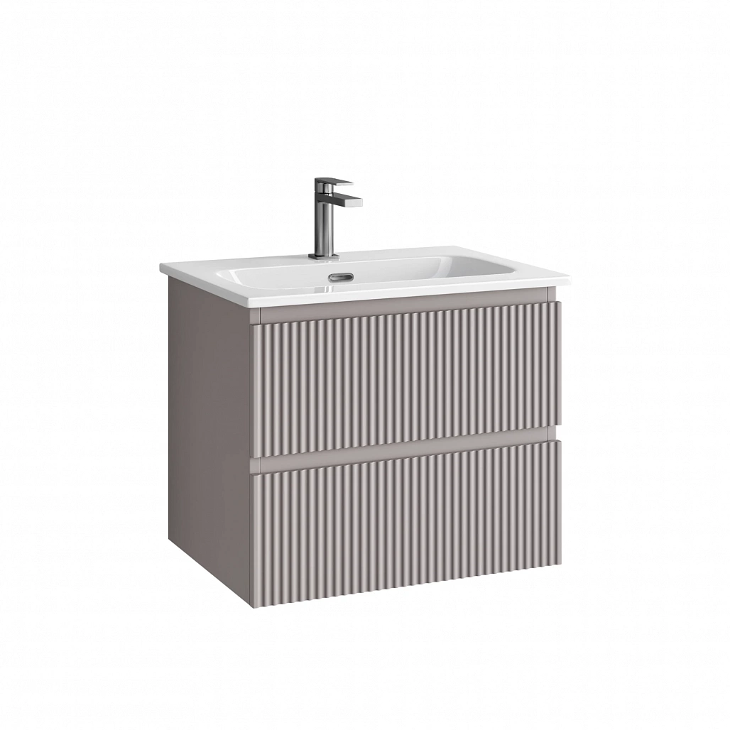 Тумба под раковину Sancos Сноб Р / Snob R 59x44,5x50 подвесная, два ящика, пыльная роза / doha soft — МЕБ009127 — фото 1
