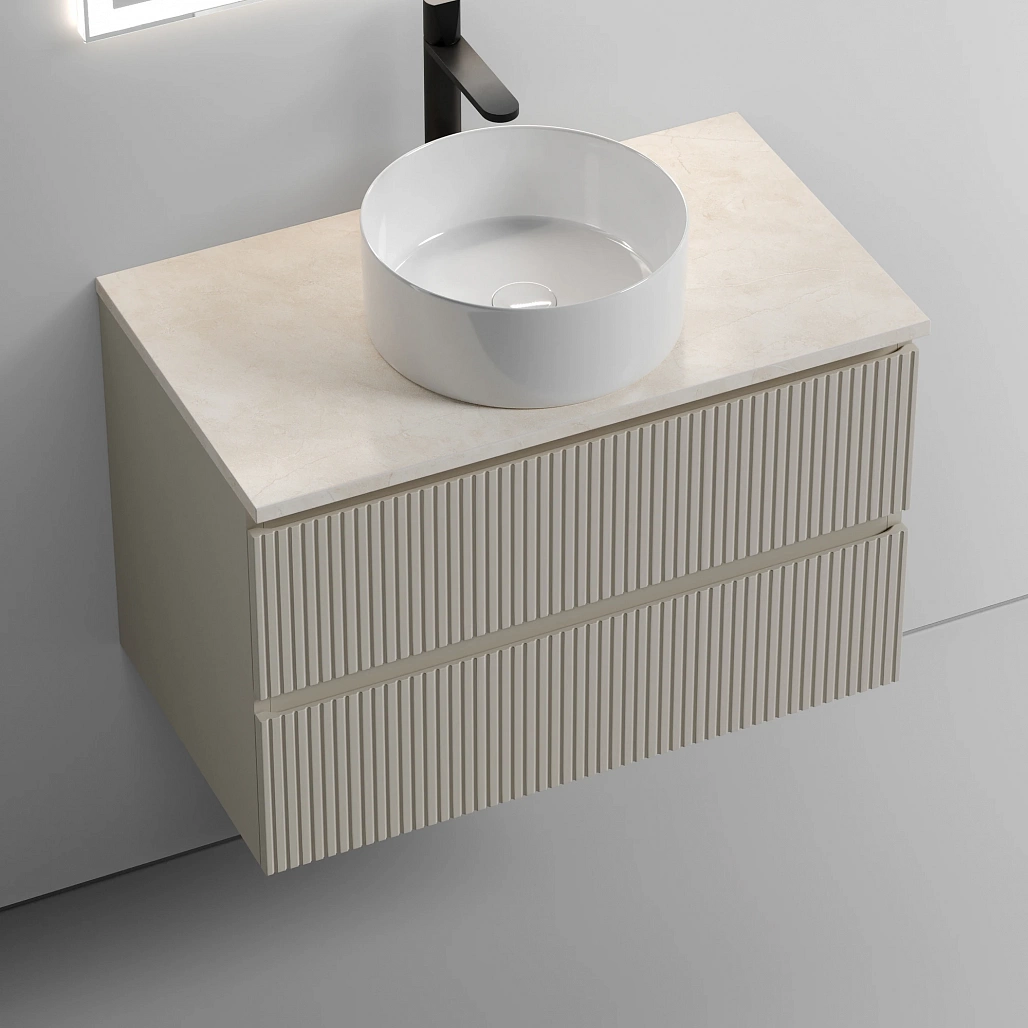 Тумба под столешницу Sancos Сноб T / Snob T 79x44,5x50 подвесная, бежевый матовый / beige soft, столешница с отверстием под смеситель, креман / kreman — МЕБ009863 — фото 4