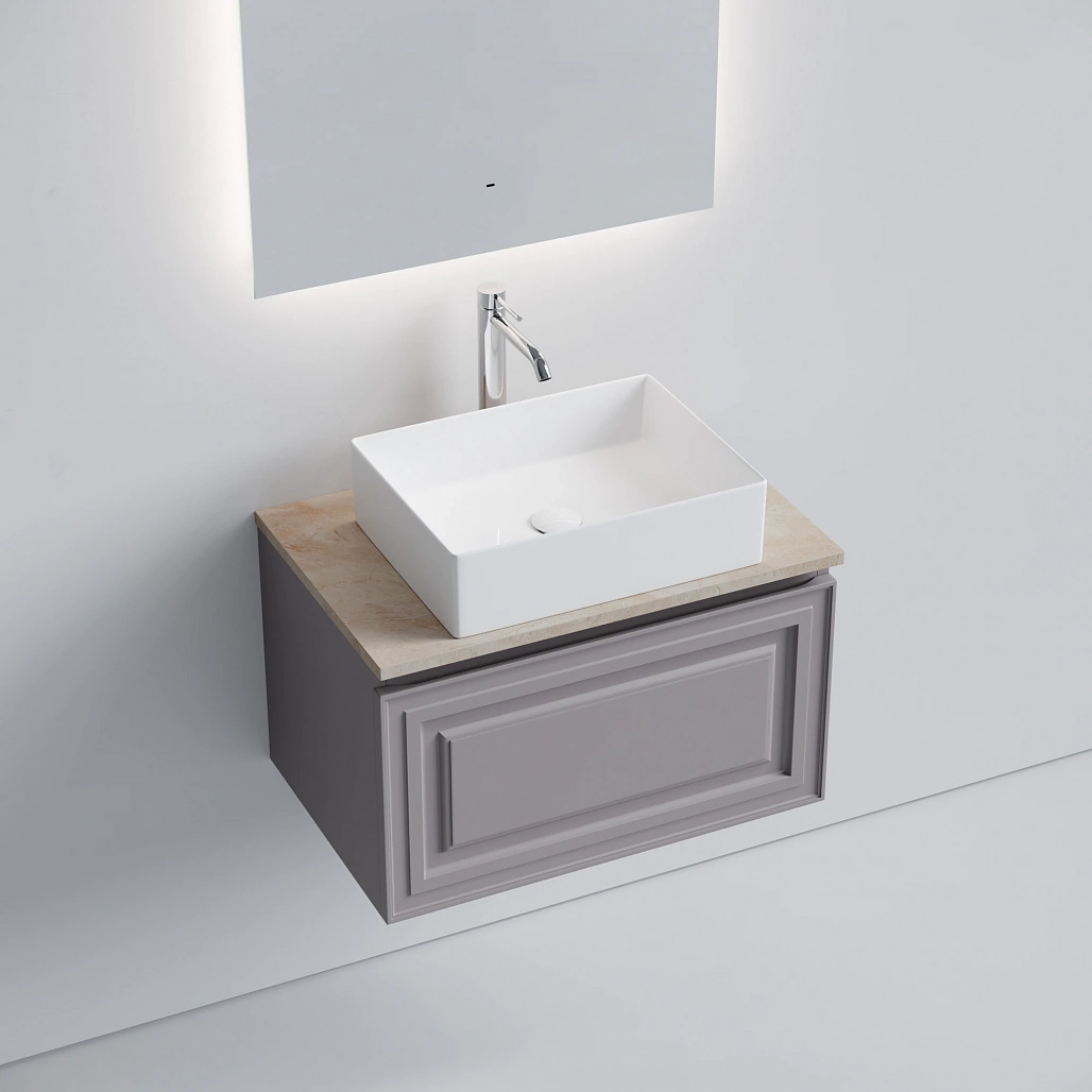 Тумба под столешницу Sancos Самая / Very 69x44,5x40,6 подвесная, пыльная роза / doha soft, столешница с отверстием под смеситель, креман / kreman — МЕБ009734 — фото 3