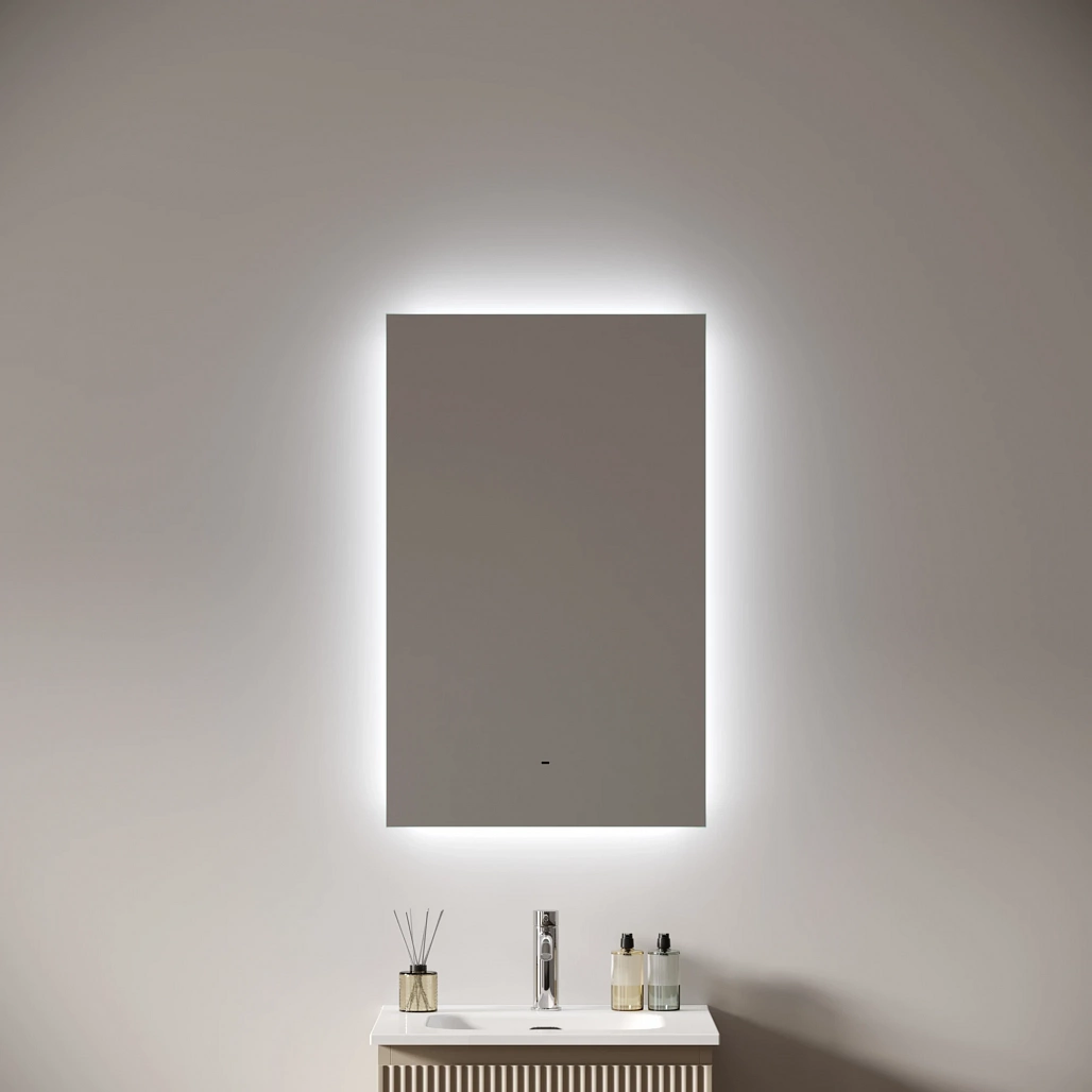 Зеркало Sancos Поле 2.0 / Square 2.0 50x80 светодиодная подсветка 2700K/4000K/5000K, антизапотевание, управление взмахом руки, диммируемая регулировка подсветки — ЗЕР010404 — фото 3