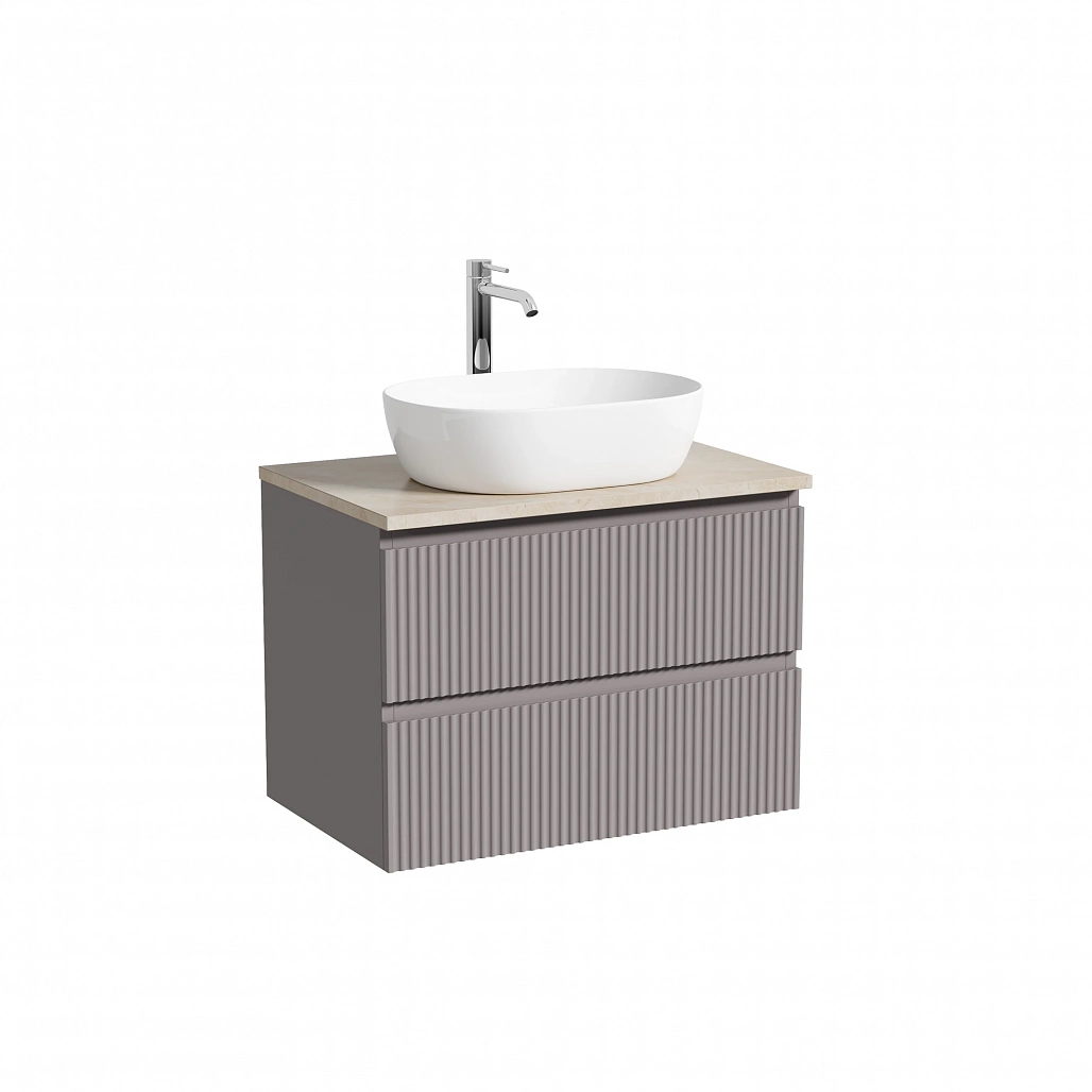 Тумба под столешницу Sancos Сноб Р / Snob R 69x44,5x50 подвесная, пыльная роза / doha soft, столешница с отверстием под смеситель, креман / kreman — МЕБ009850 — фото 1