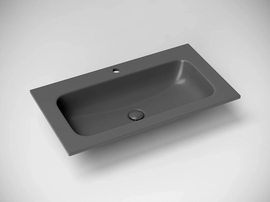 Раковина мебельная Ceramicanova Грация / Grace 81x45,7x13,7 без перелива, с отверстием под смеситель, прямоугольная, темный антрацит матовый — РАК010011 — фото 3