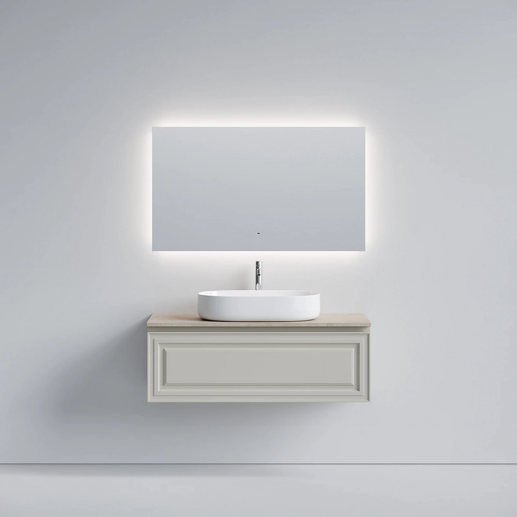 Тумба под столешницу Sancos Самая / Very 119,5x44,5x40,6 подвесная, бежевый матовый / beige soft, столешница с отверстием под смеситель, креман / kreman — МЕБ009674 — фото 2