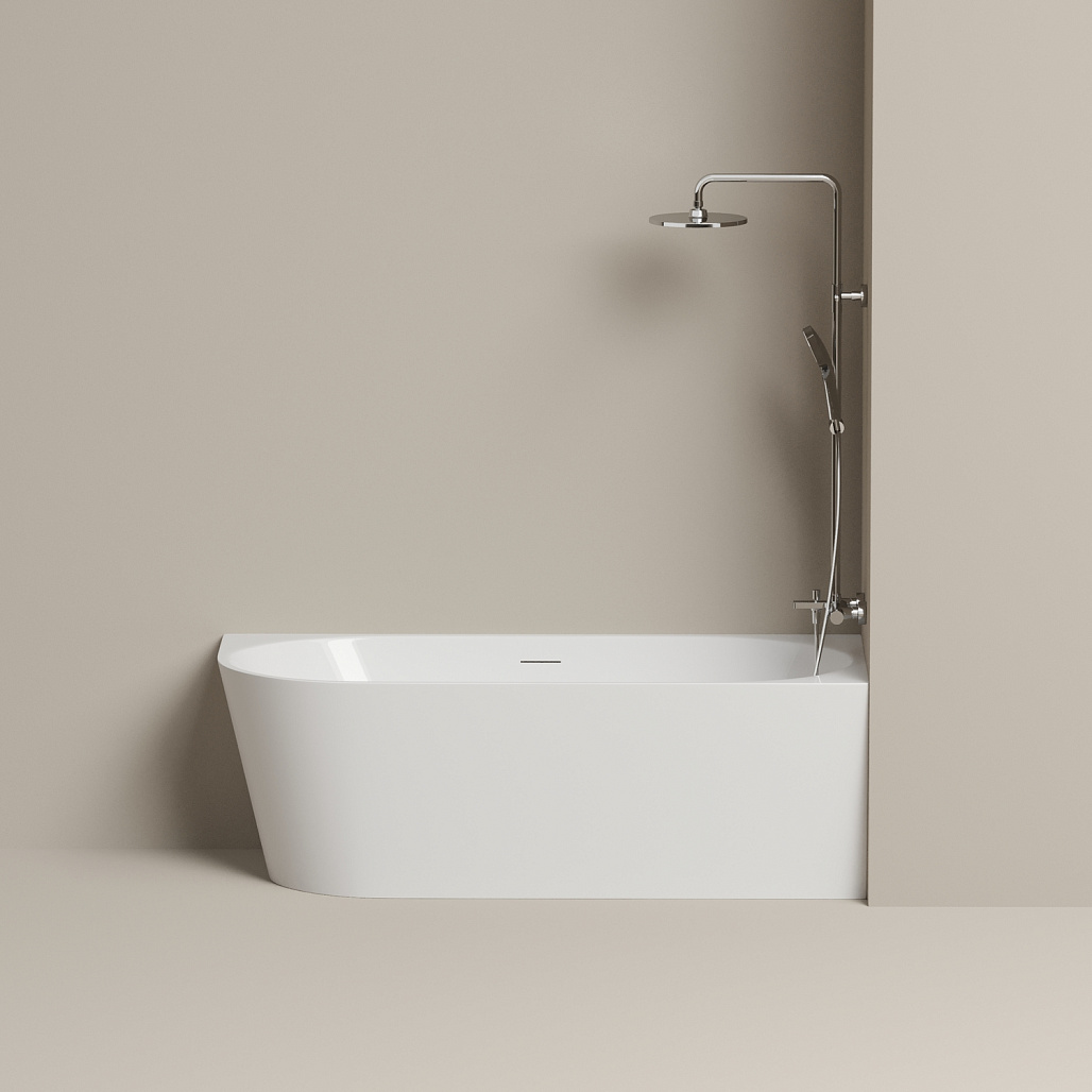 Ванна акриловая угловая Sancos Грань Р / Edge R FB23R 170x80x58 овальная, правая, с каркасом, со сливом-переливом, донным клапаном с системой "Клик - Клак", белый