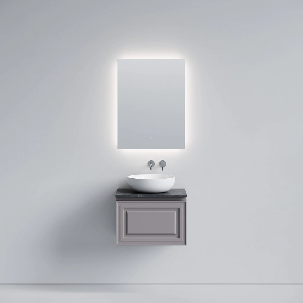 Тумба под столешницу Sancos Самая / Very 59x44,5x40,6 подвесная, пыльная роза / doha soft, столешница без отверстия под смеситель, черное небо / black sky — МЕБ009725 — фото 2
