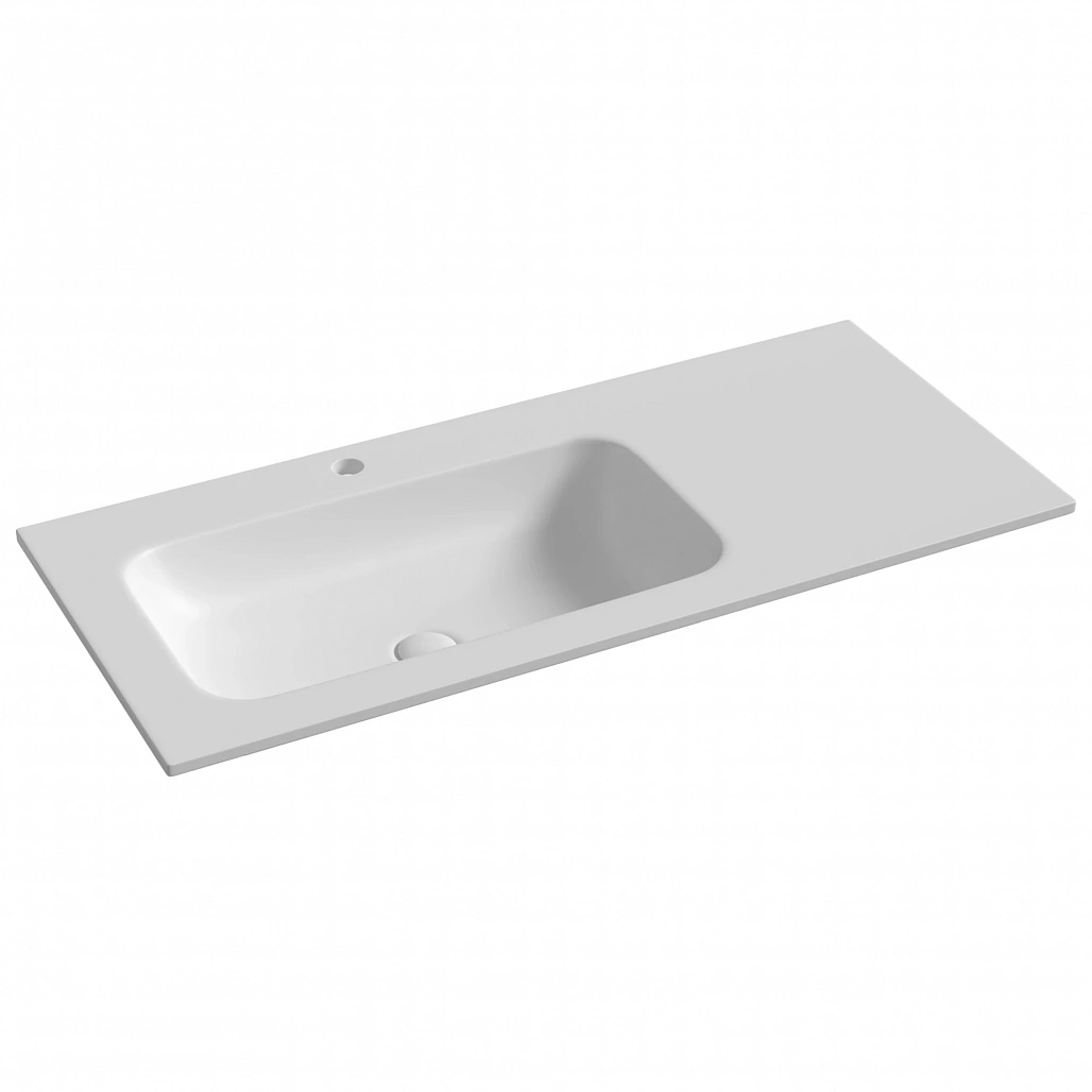 Раковина мебельная Ceramicanova Грация / Grace 101x45,7x13,7 без перелива, с отверстием под смеситель, чаша слева, прямоугольная, белый матовый