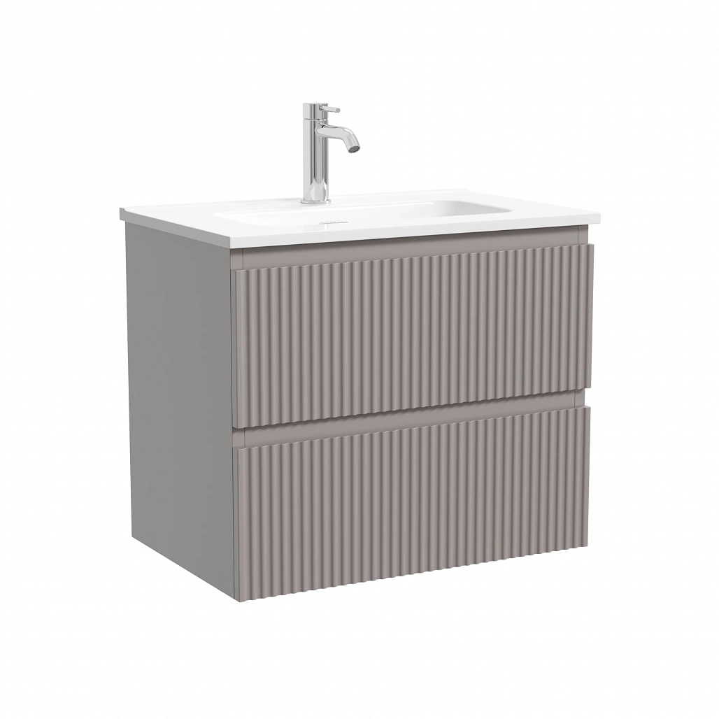 Тумба под раковину Sancos Сноб Р 390 / Snob R 390 59x39x50 подвесная, два ящика, пыльная роза / doha soft — МЕБ009295 — фото 1