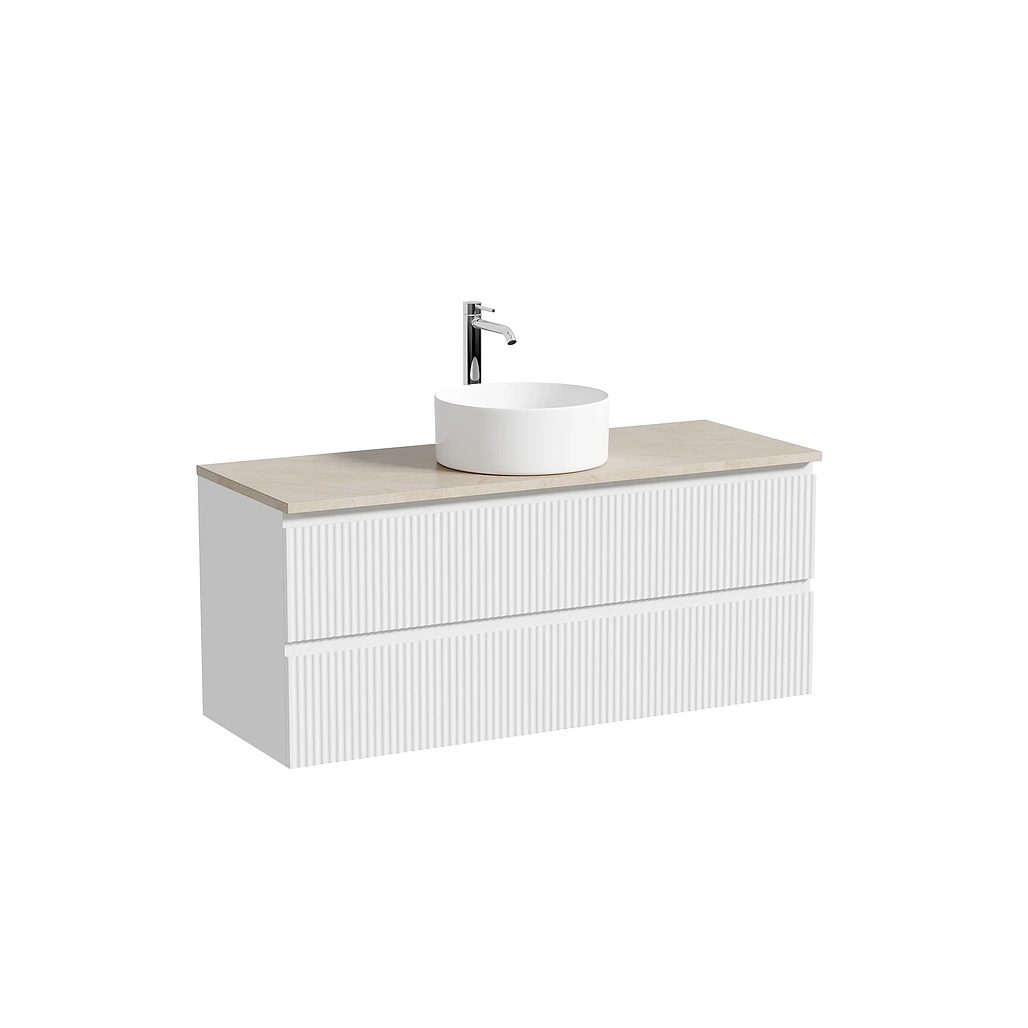 Тумба под столешницу Sancos Сноб Р / Snob R 119,5x44,5x50 подвесная, белый матовый / bianco, столешница с отверстием под смеситель, креман / kreman — МЕБ009766 — фото 1
