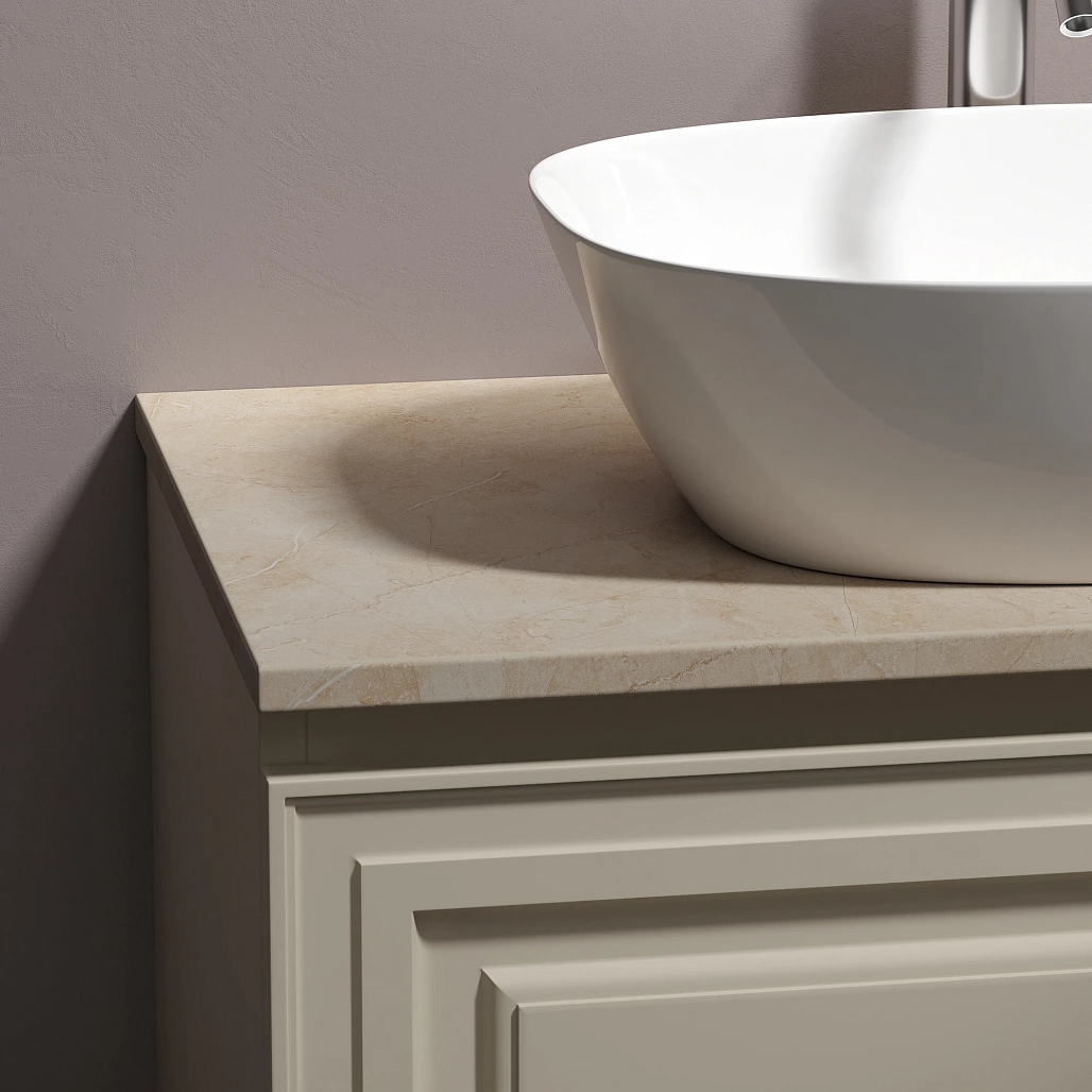 Тумба под столешницу Sancos Самая / Very 79x44,5x40,6 подвесная, бежевый матовый / beige soft, столешница с отверстием под смеситель, креман / kreman — МЕБ009970 — фото 10
