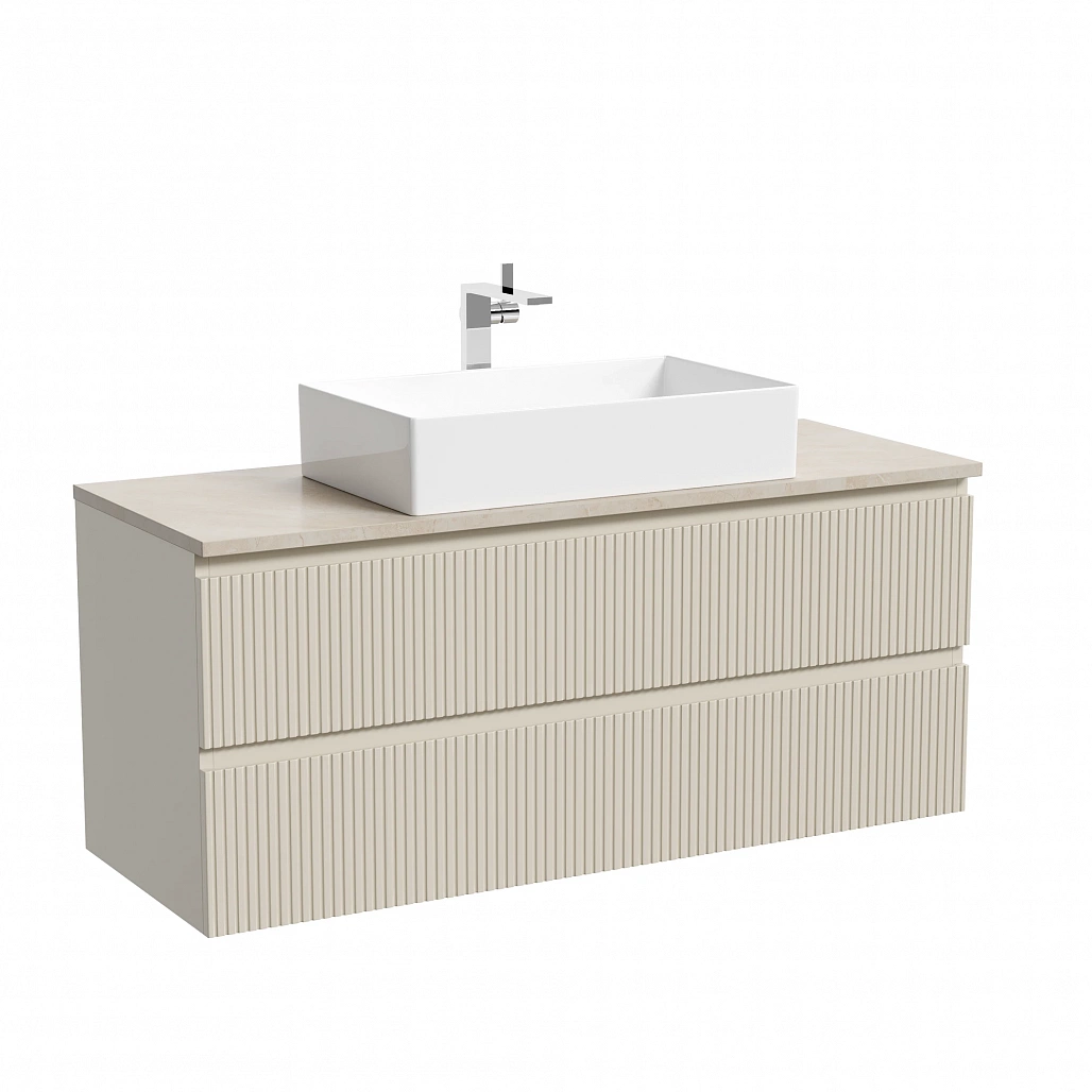 Тумба под столешницу Sancos Сноб T / Snob T 119,5x44,5x50 подвесная, бежевый матовый / beige soft, столешница с отверстием под смеситель, креман / kreman — МЕБ009907 — фото 1