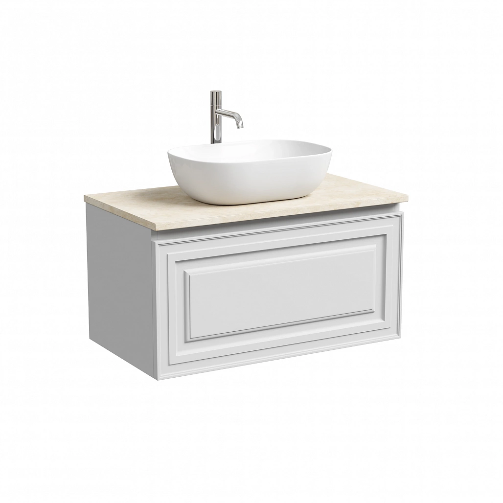 Тумба под столешницу Sancos Самая / Very 79x44,5x40,6 подвесная, белый матовый / bianco, столешница с отверстием под смеситель, креман / kreman — МЕБ009976 — фото 1