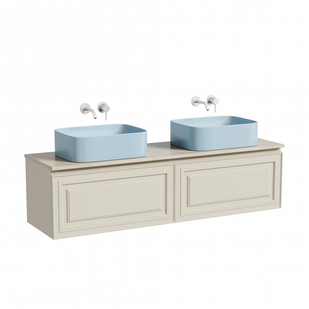Тумба под столешницу Sancos Самая / Very 79x44,5x40,6 подвесная, бежевый матовый / beige soft, столешница 160 см, без отверстия под смеситель, креман / kreman — МЕБ009688 — фото 2