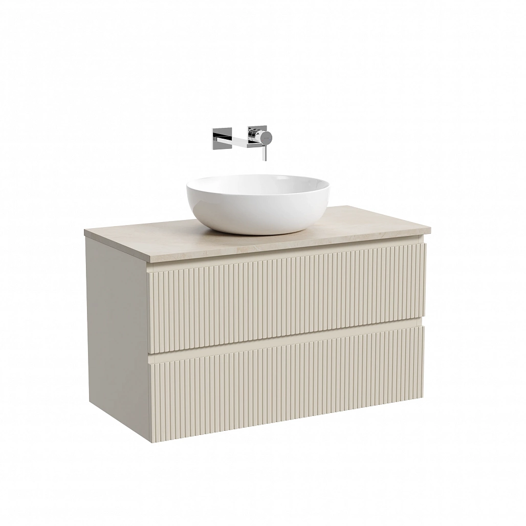Тумба под столешницу Sancos Сноб T / Snob T 89x44,5x50 подвесная, бежевый матовый / beige soft, столешница без отверстия под смеситель, креман / kreman — МЕБ009924 — фото 1