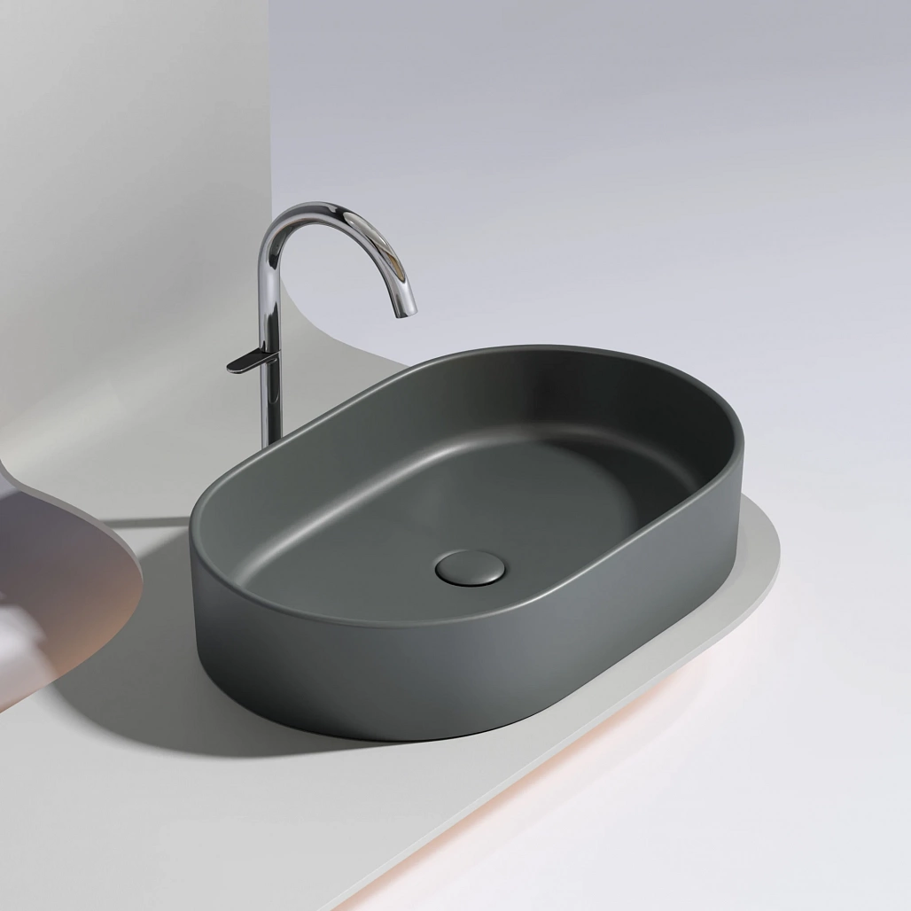 Раковина накладная Ceramicanova Элемент / Element 60,8x38,5x12,2 без перелива, овальная, темный антрацит матовый — РАК010108 — фото 5