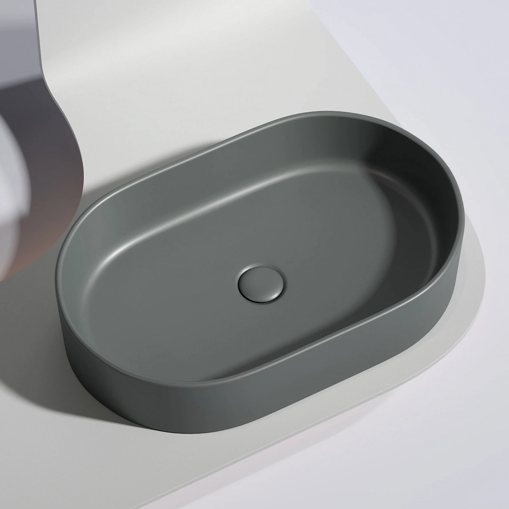 Раковина накладная Ceramicanova Элемент / Element 60,8x38,5x12,2 без перелива, овальная, темный антрацит матовый — РАК010108 — фото 9