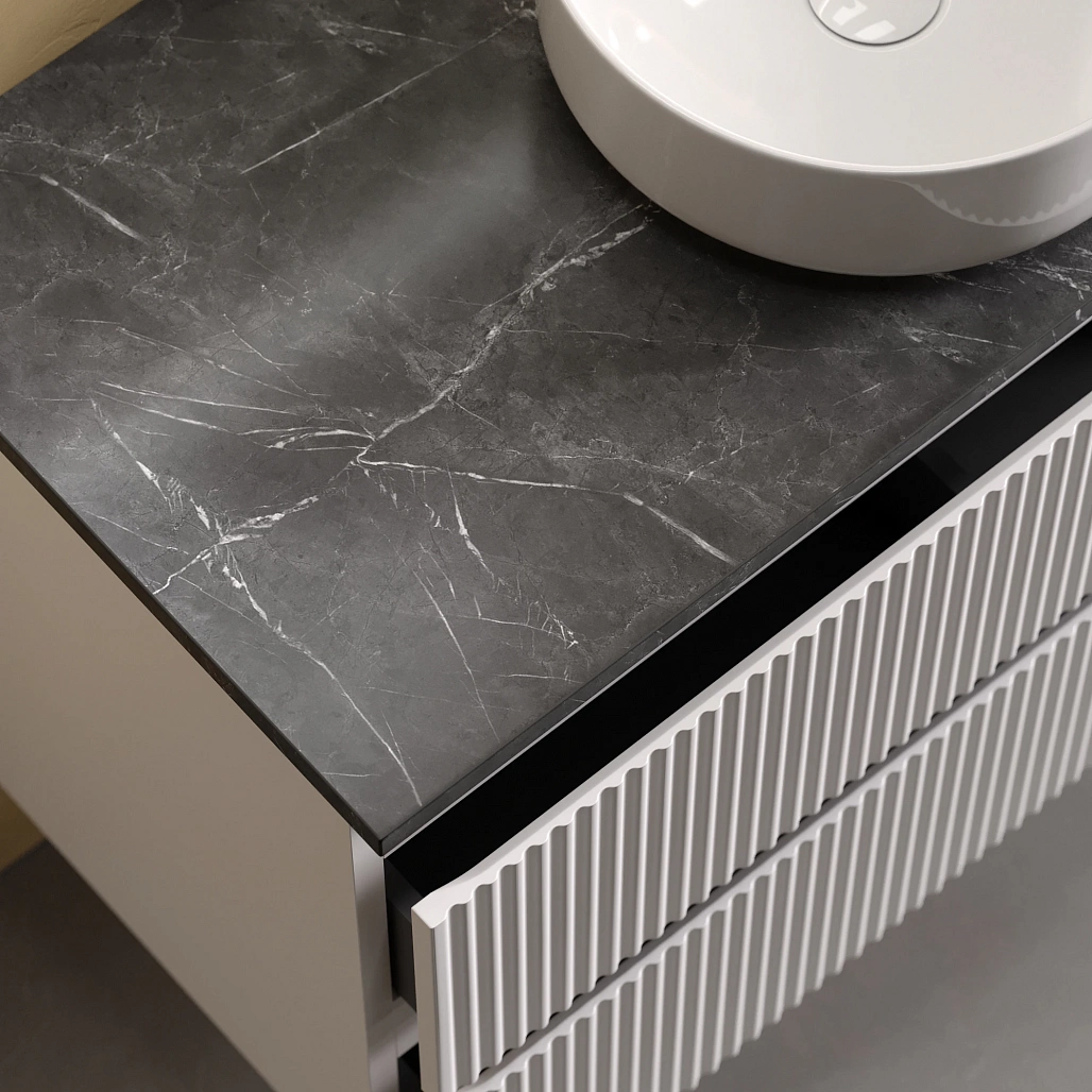 Тумба под столешницу Sancos Сноб Р / Snob R 79x44,5x50 подвесная, белый матовый / bianco, столешница с отверстием под смеситель, черное небо / black sky — МЕБ009753 — фото 9