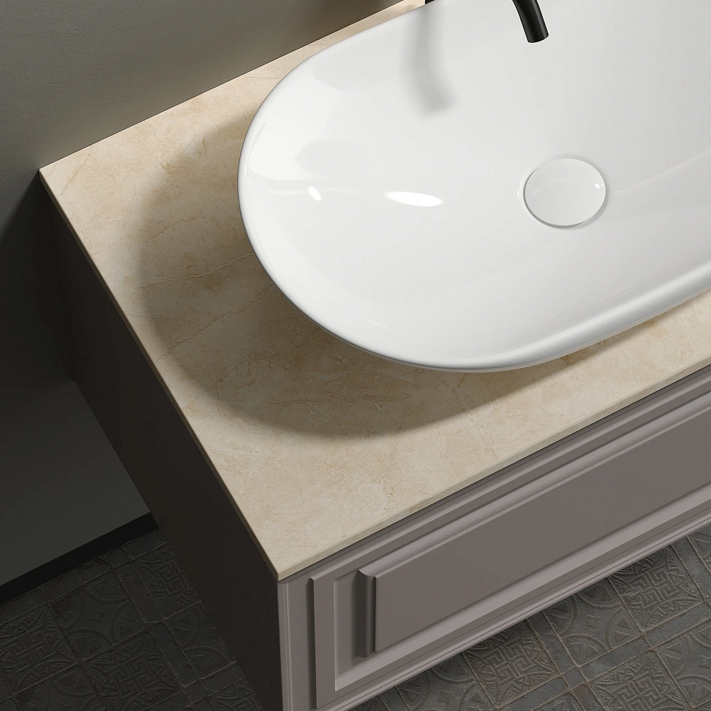 Тумба под столешницу Sancos Самая / Very 79x44,5x40,6 подвесная, пыльная роза / doha soft, столешница с отверстием под смеситель, креман / kreman — МЕБ009643 — фото 9